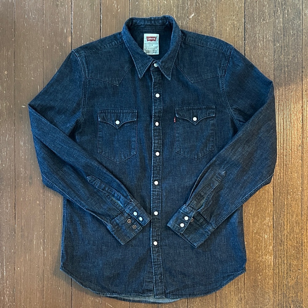 Levi's Indigo Denim Western Long Sleeve Shirt - L